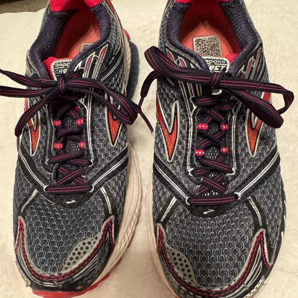 Brooks Ghost Pink and Black Athletic Shoes